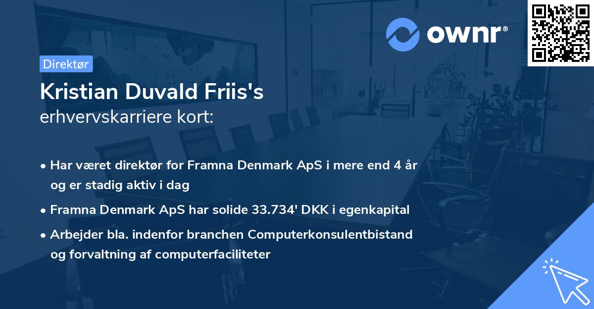 Kristian Duvald Friis's erhvervskarriere kort