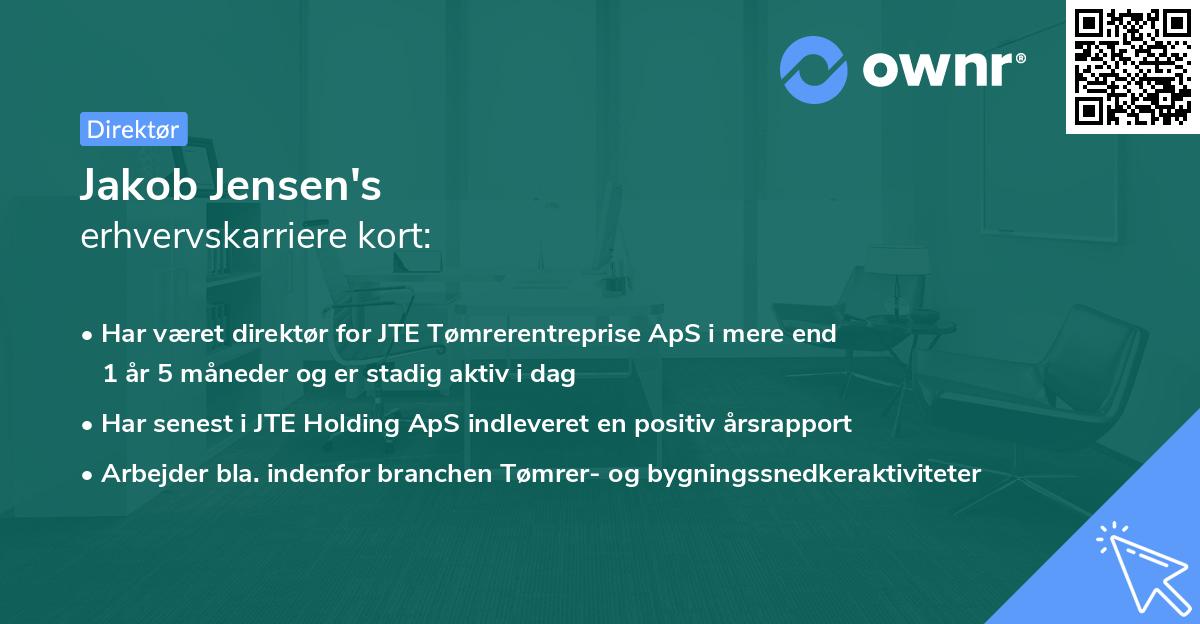 Jakob Jensen's erhvervskarriere kort