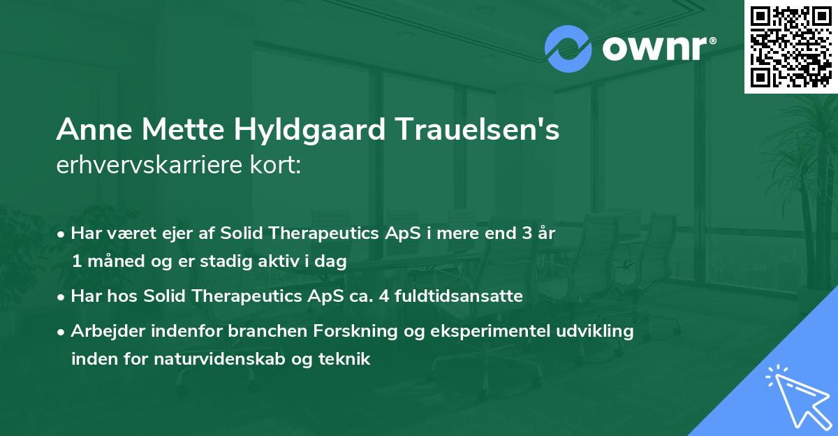 Anne Mette Hyldgaard Trauelsen's erhvervskarriere kort