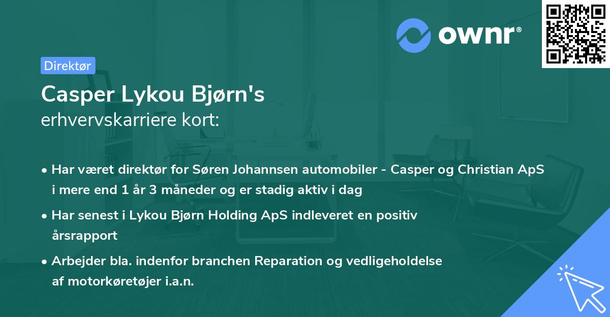 Casper Lykou Bjørn's erhvervskarriere kort