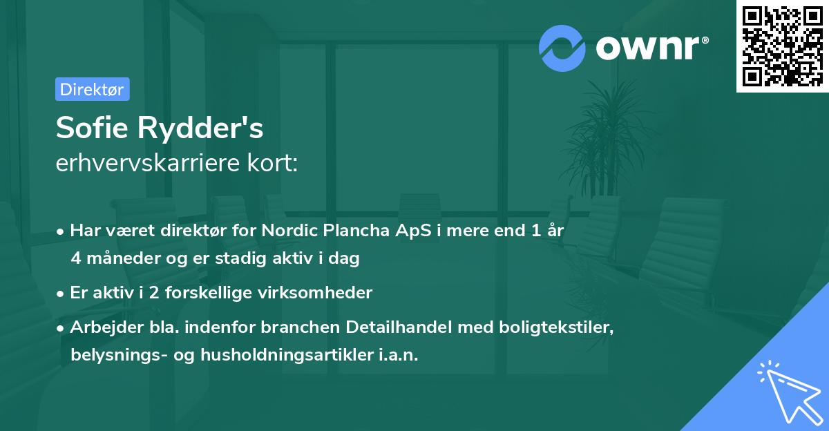 Sofie Rydder's erhvervskarriere kort