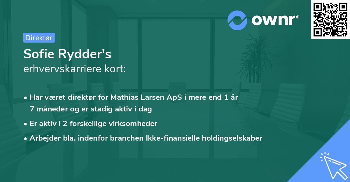 Sofie Rydder's erhvervskarriere kort