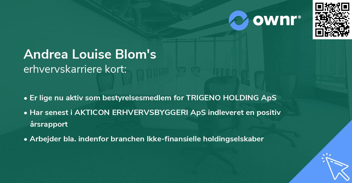 Andrea Louise Blom's erhvervskarriere kort