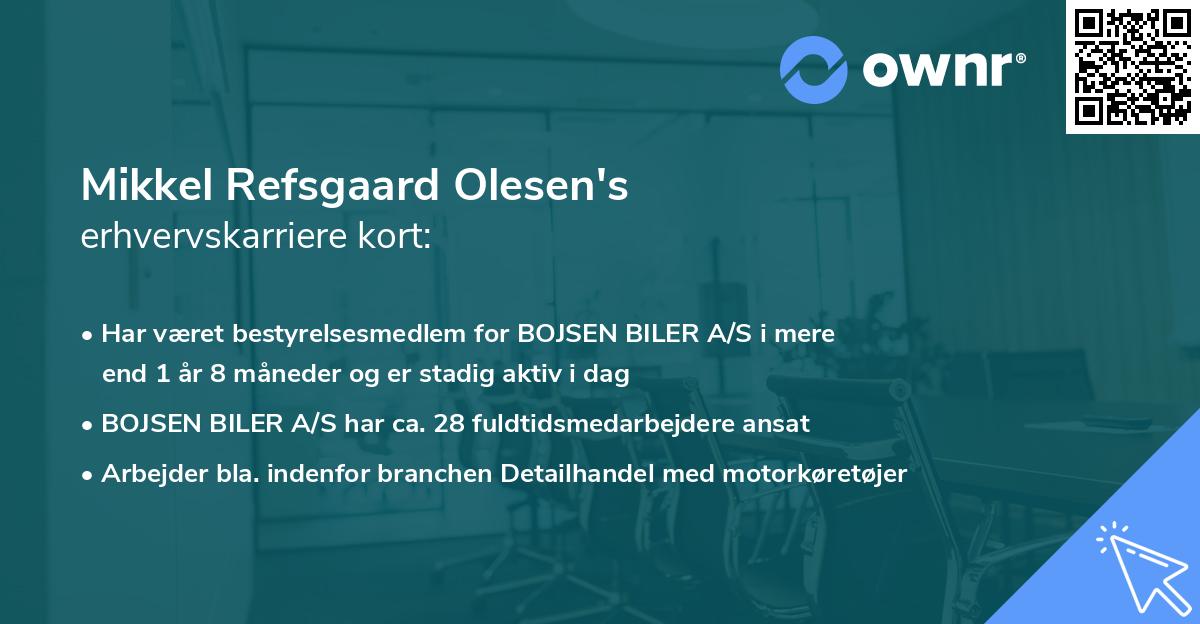 Mikkel Refsgaard Olesen's erhvervskarriere kort