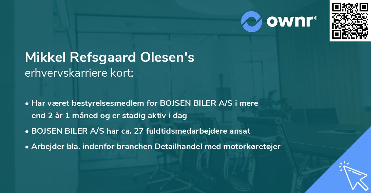 Mikkel Refsgaard Olesen's erhvervskarriere kort