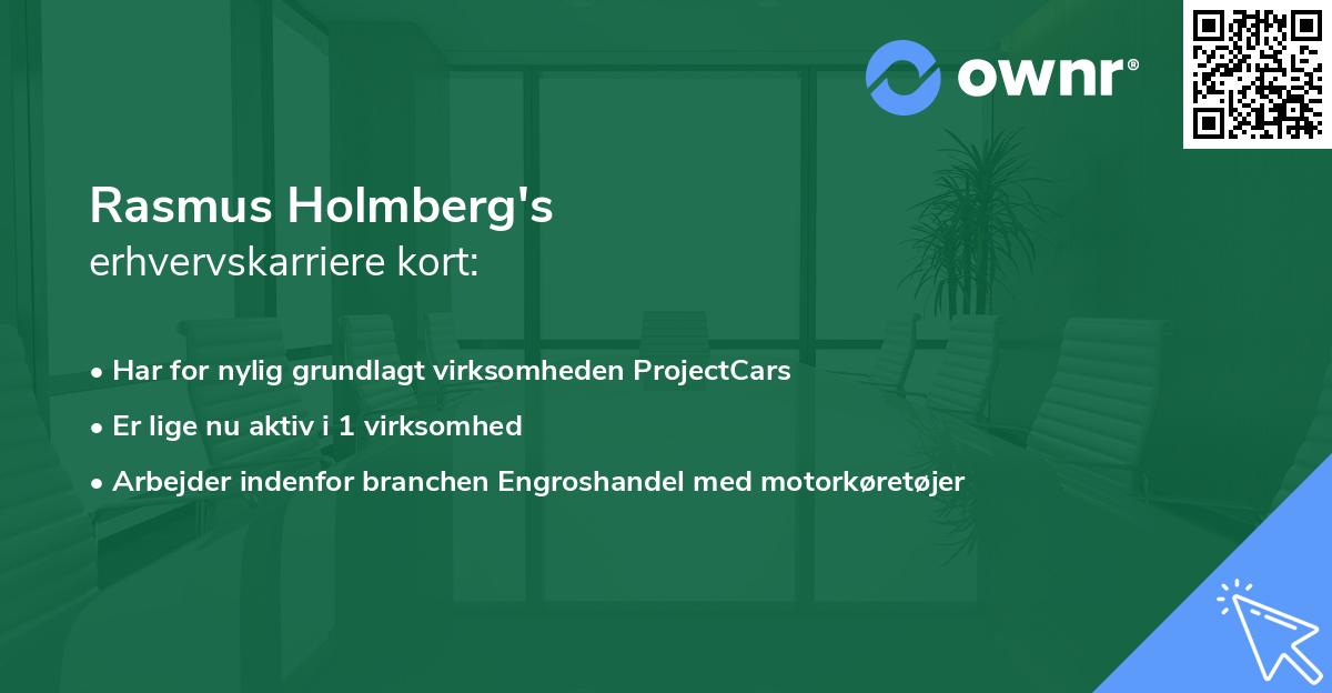 Rasmus Holmberg's erhvervskarriere kort