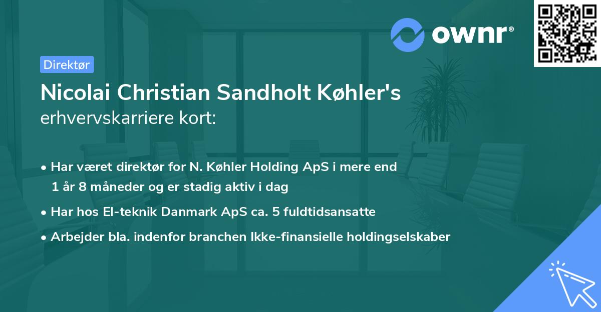 Nicolai Christian Sandholt Køhler's erhvervskarriere kort