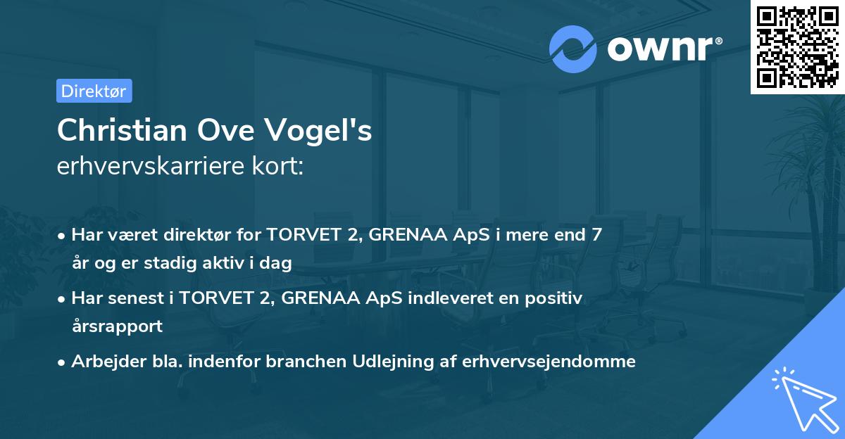 Christian Ove Vogel's erhvervskarriere kort