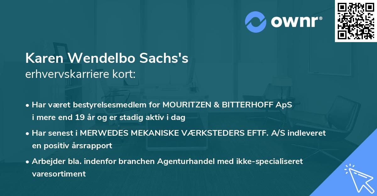 Karen Wendelbo Sachs's erhvervskarriere kort