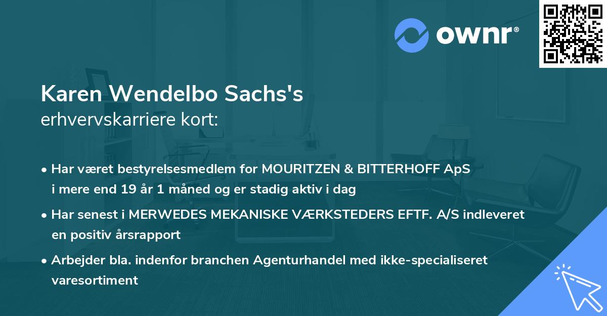 Karen Wendelbo Sachs's erhvervskarriere kort