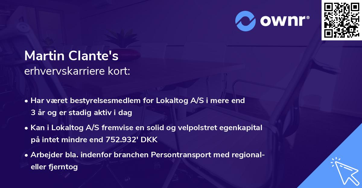 Martin Clante's erhvervskarriere kort