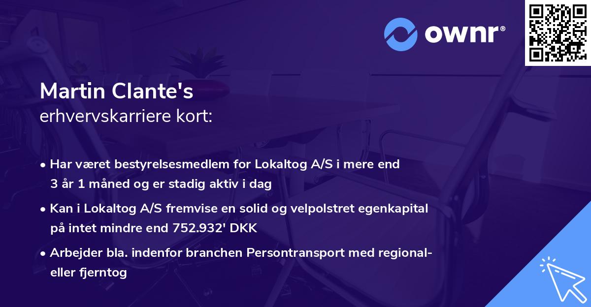 Martin Clante's erhvervskarriere kort