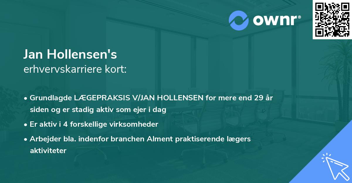 Jan Hollensen's erhvervskarriere kort