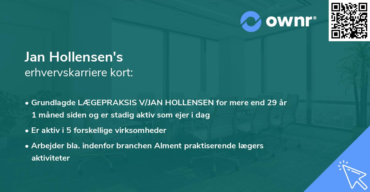 Jan Hollensen's erhvervskarriere kort