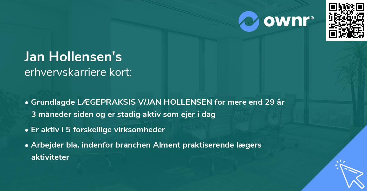 Jan Hollensen's erhvervskarriere kort