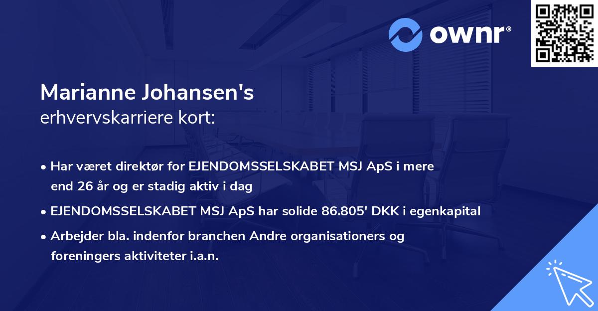 Marianne Johansen's erhvervskarriere kort