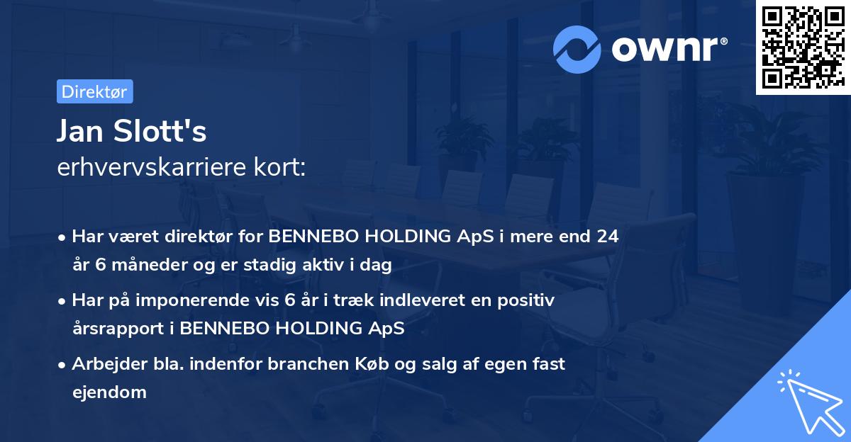 Jan Slott's erhvervskarriere kort