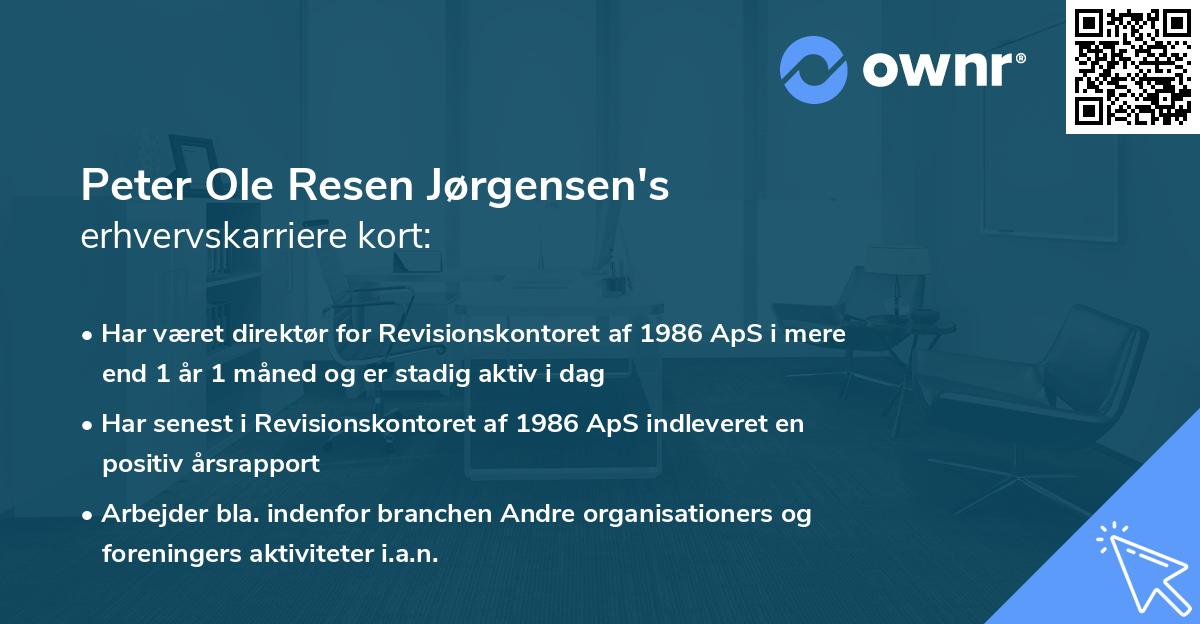 Peter Ole Resen Jørgensen's erhvervskarriere kort