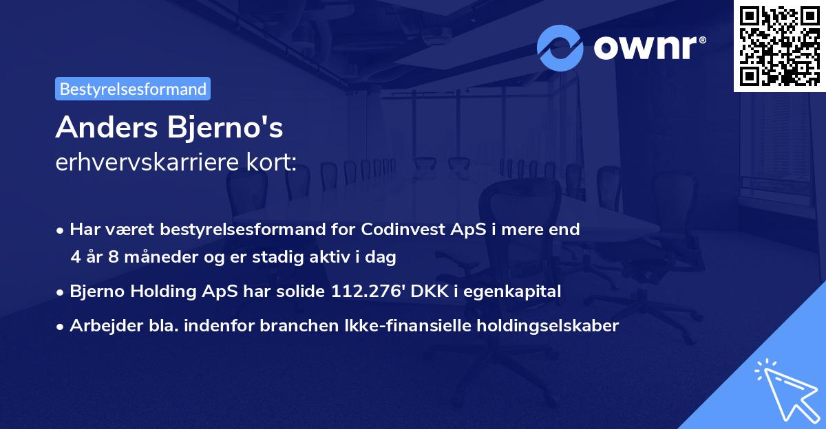 Anders Bjerno's erhvervskarriere kort