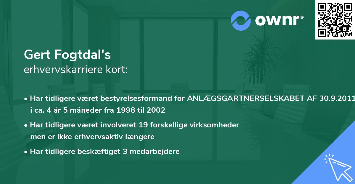 Gert Fogtdal's erhvervskarriere kort