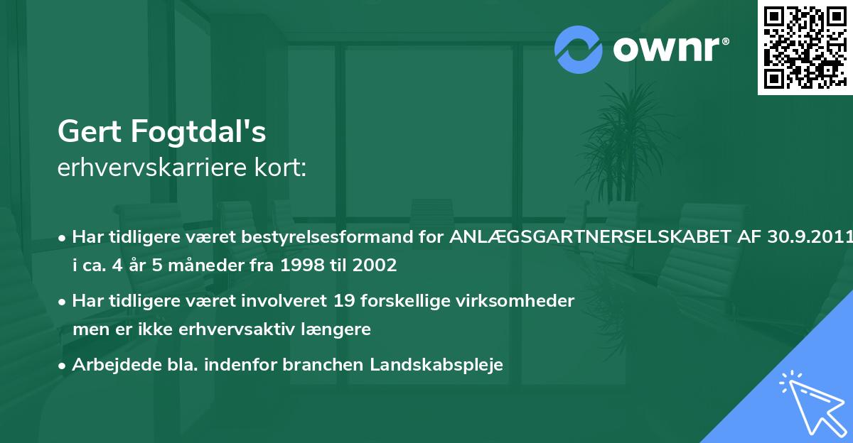 Gert Fogtdal's erhvervskarriere kort
