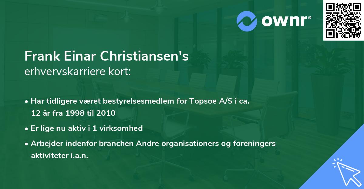 Frank Einar Christiansen's erhvervskarriere kort