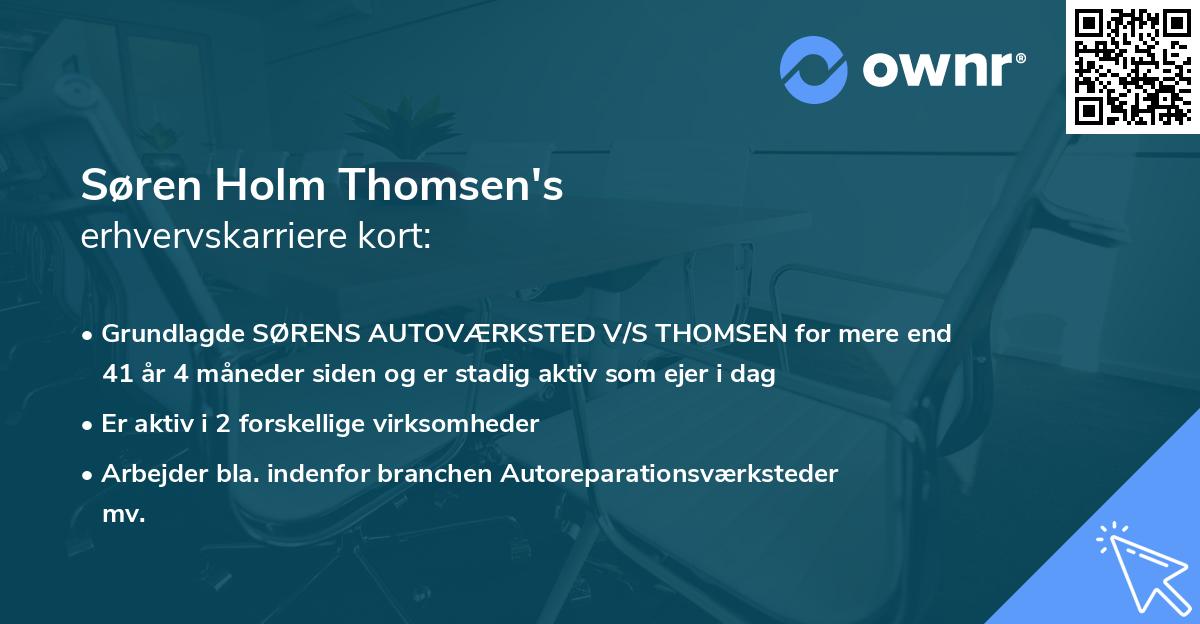 Søren Holm Thomsen's erhvervskarriere kort