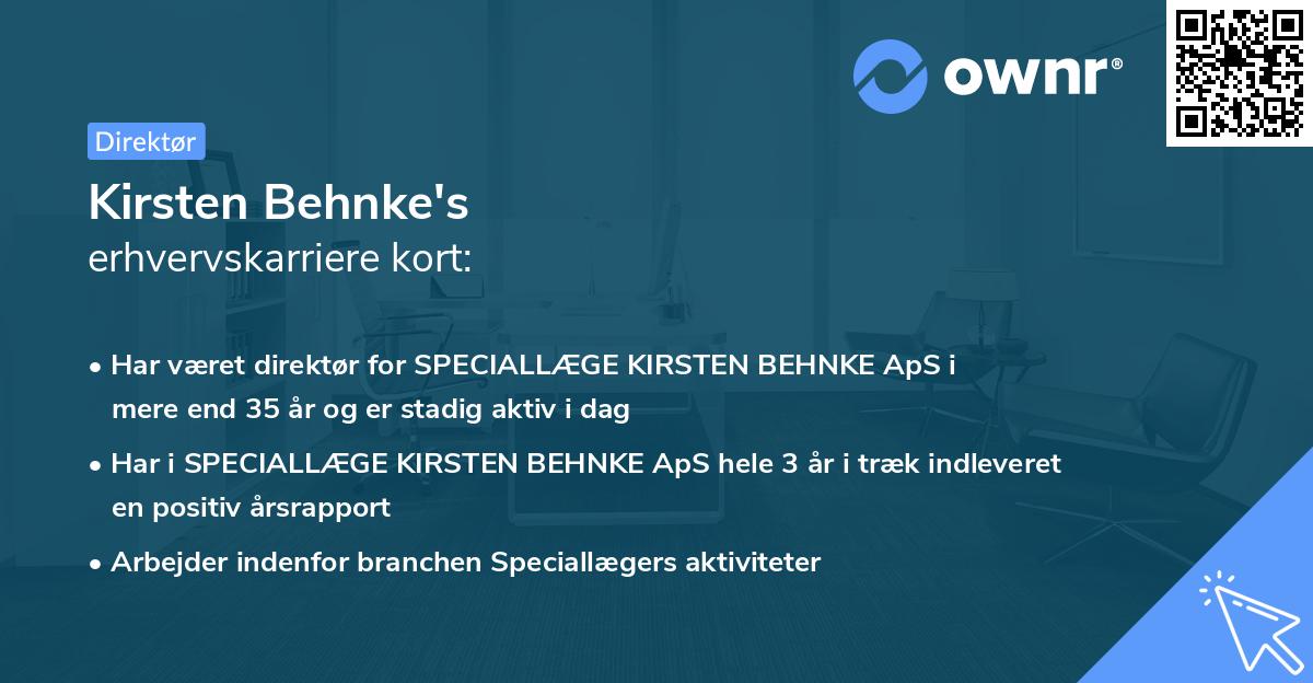 Kirsten Behnke's erhvervskarriere kort