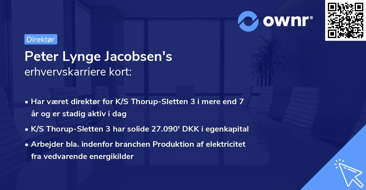 Peter Lynge Jacobsen's erhvervskarriere kort