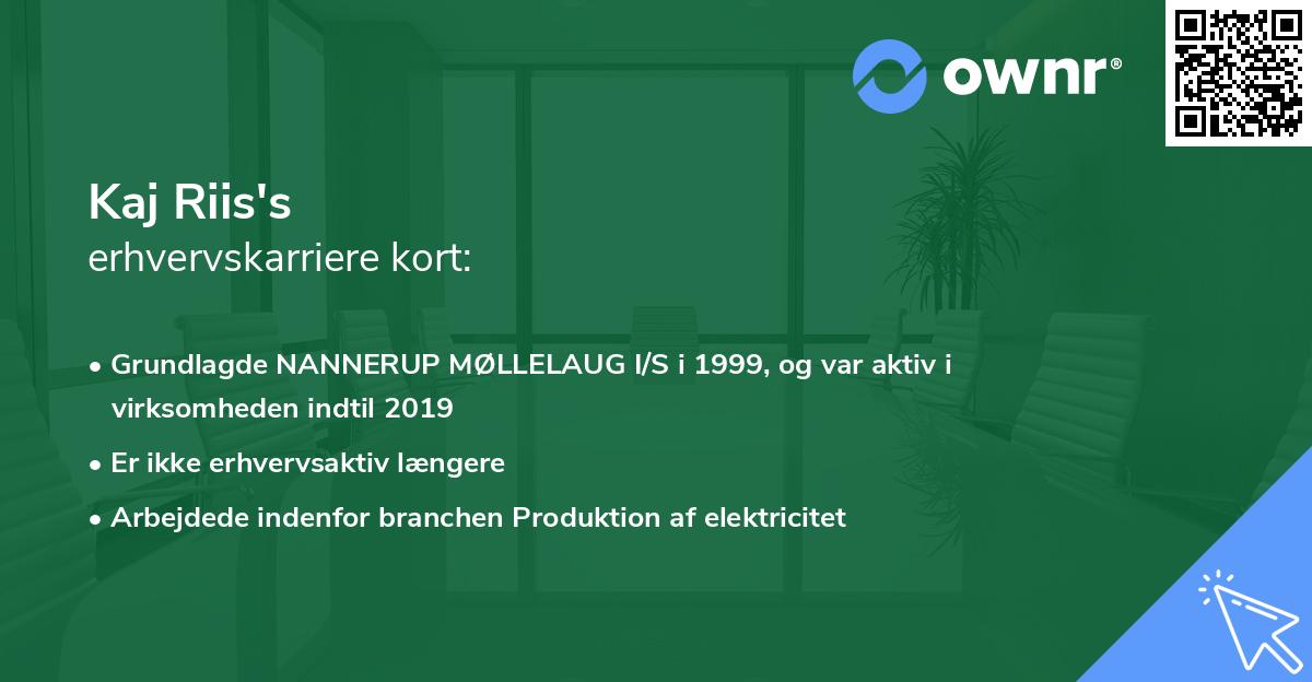 Kaj Riis's erhvervskarriere kort
