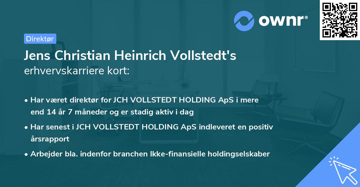 Jens Christian Heinrich Vollstedt's erhvervskarriere kort