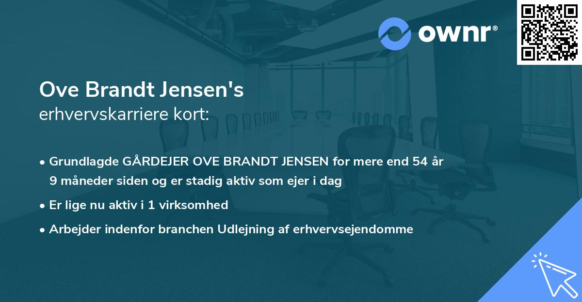 Ove Brandt Jensen's erhvervskarriere kort