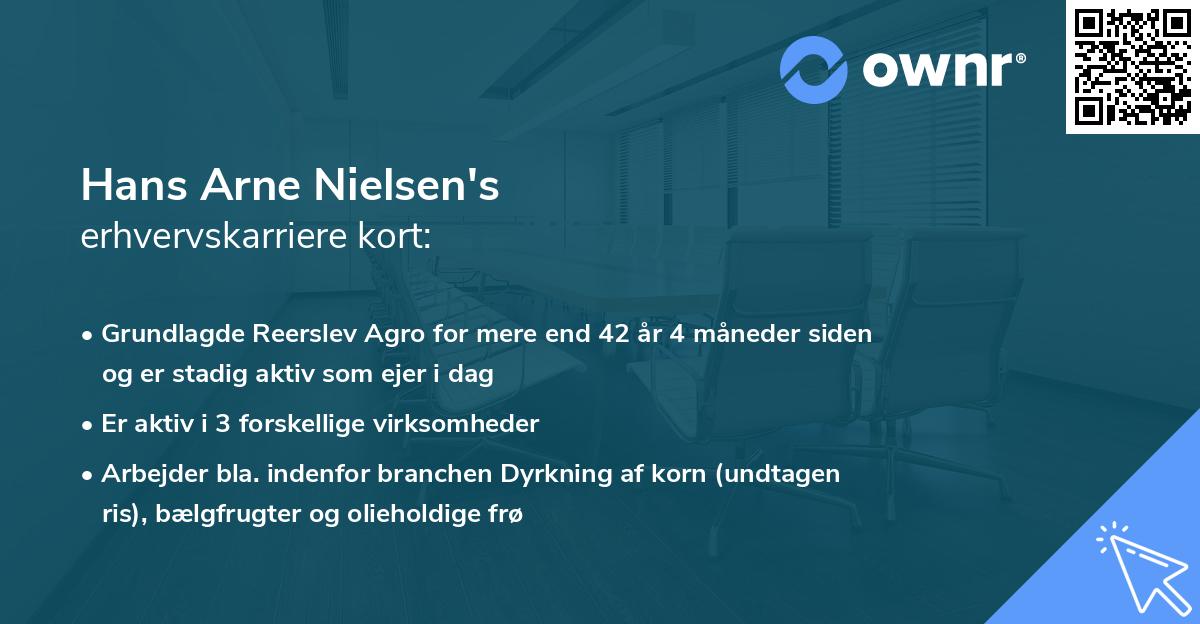 Hans Arne Nielsen's erhvervskarriere kort