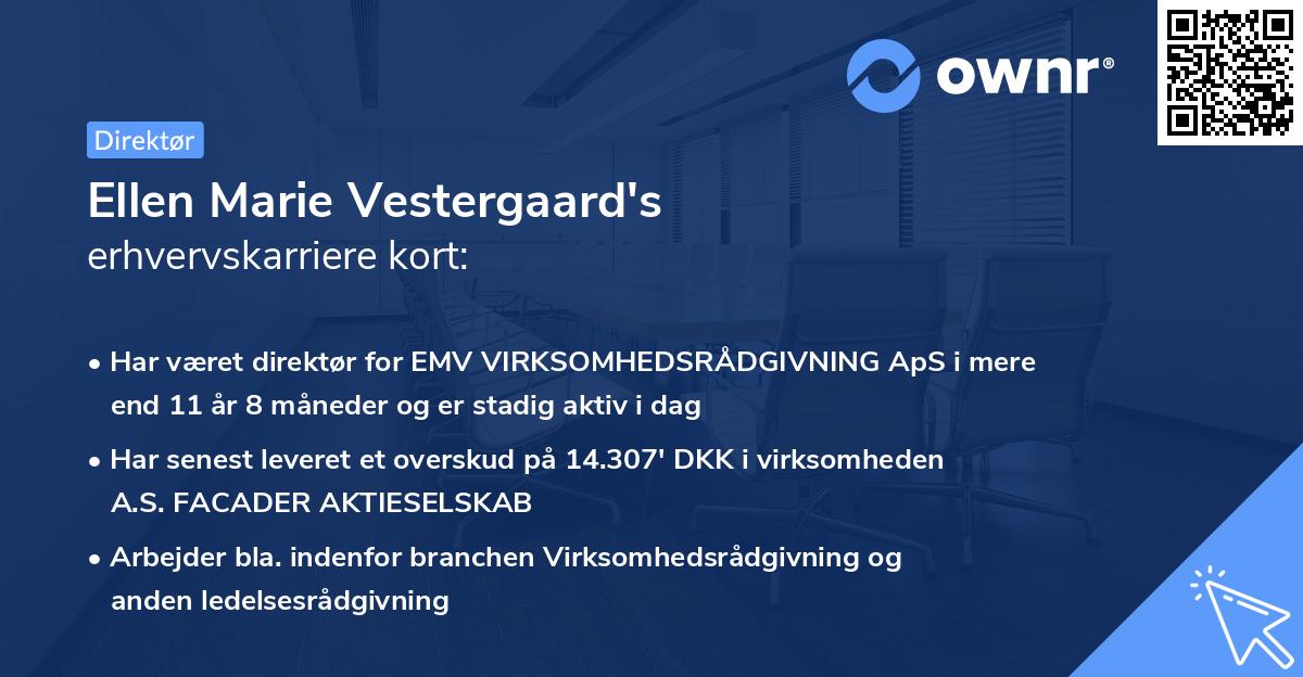 Ellen Marie Vestergaard's erhvervskarriere kort