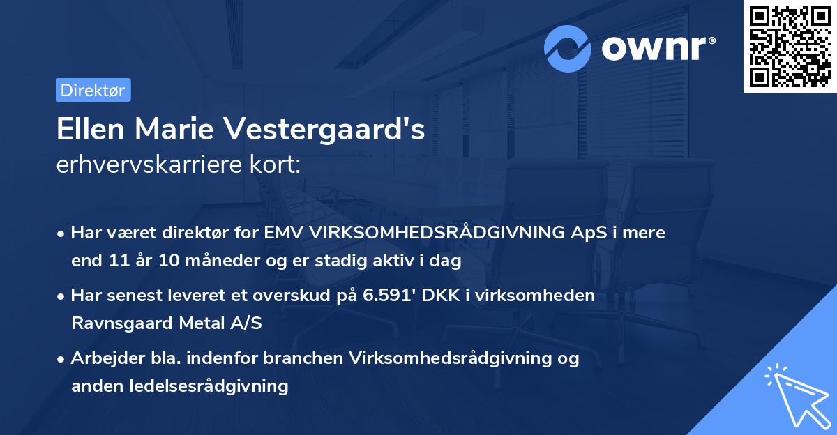 Ellen Marie Vestergaard's erhvervskarriere kort