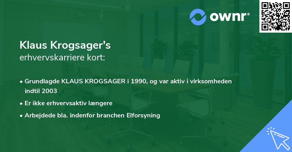 Klaus Krogsager's erhvervskarriere kort