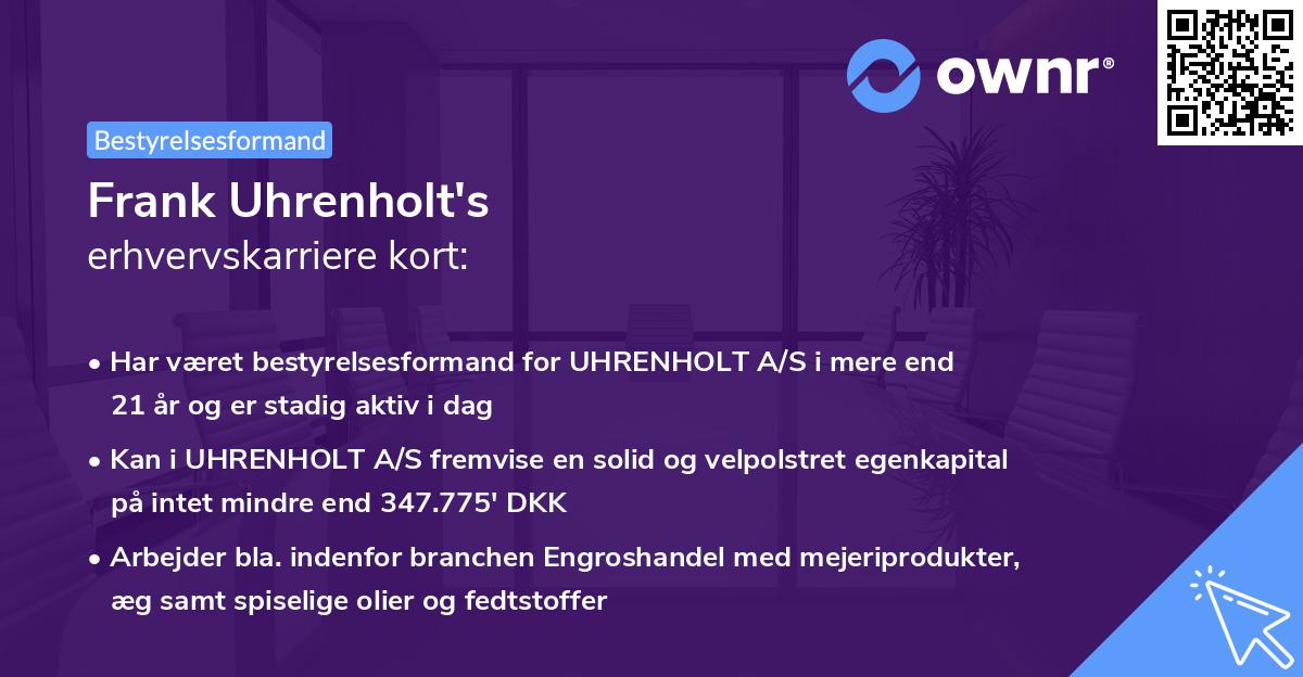 Frank Uhrenholt's erhvervskarriere kort