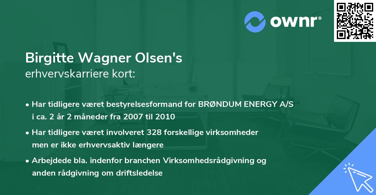 Birgitte Wagner Olsen's erhvervskarriere kort