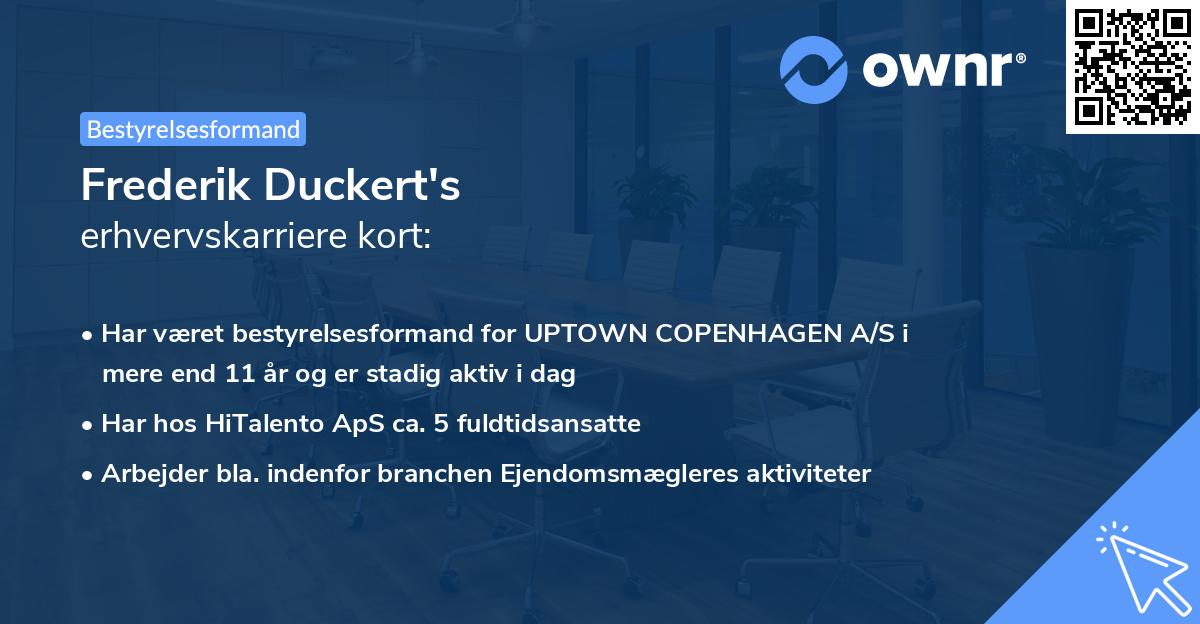 Frederik Duckert's erhvervskarriere kort