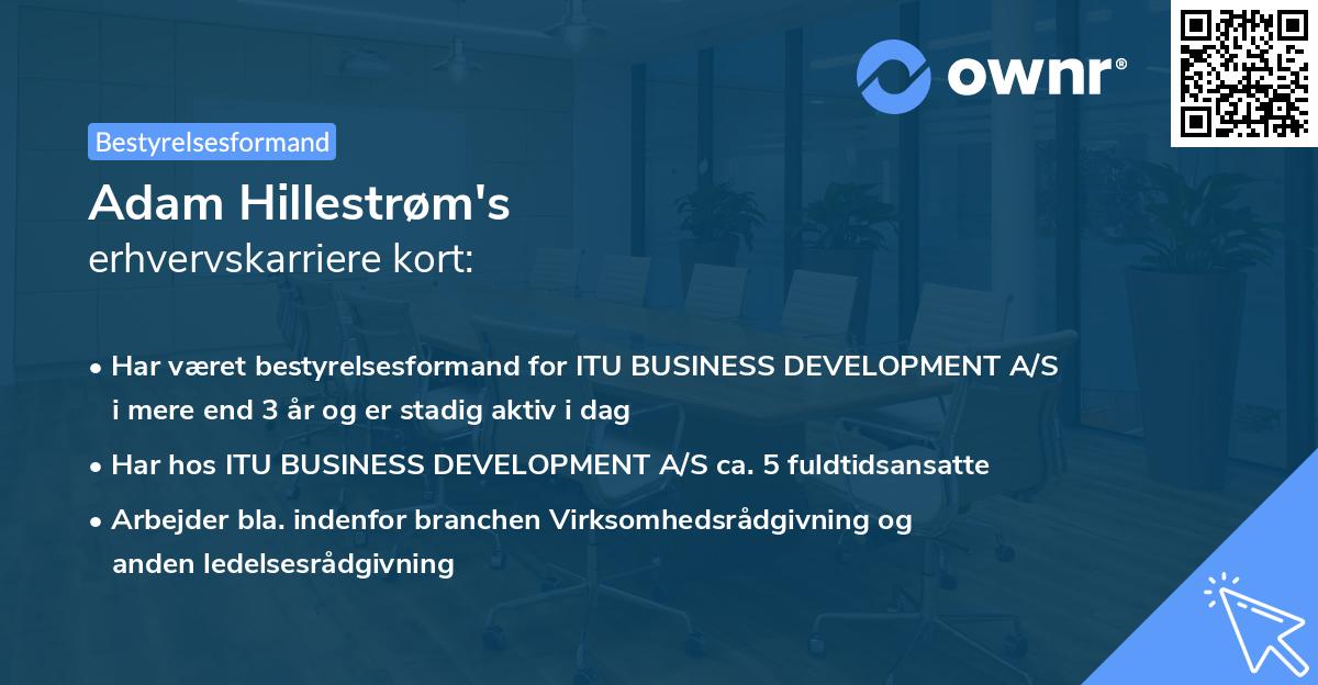 Adam Hillestrøm's erhvervskarriere kort