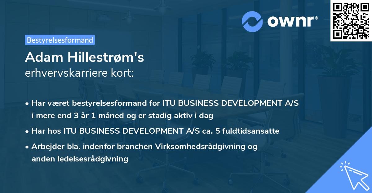 Adam Hillestrøm's erhvervskarriere kort