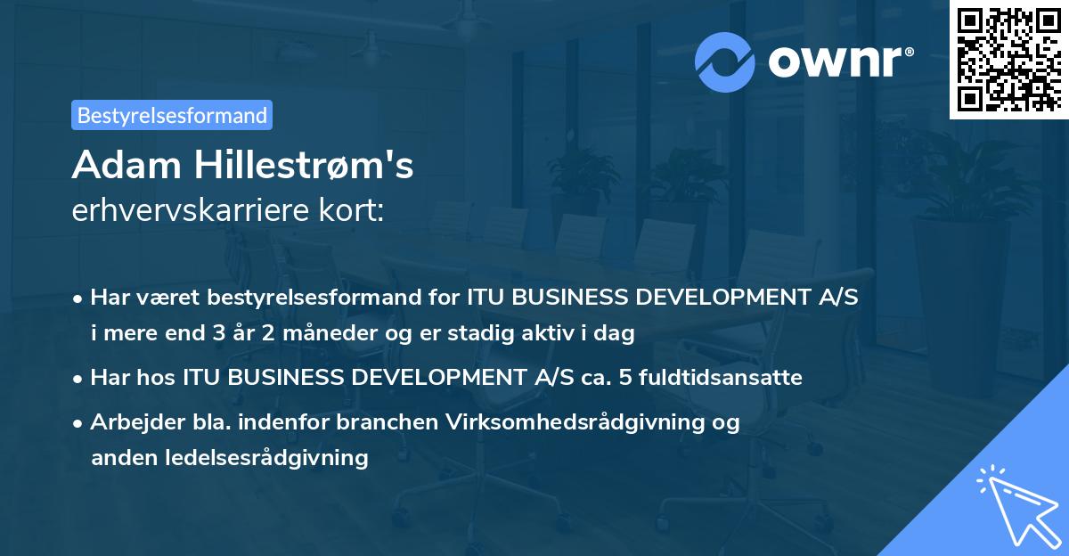 Adam Hillestrøm's erhvervskarriere kort