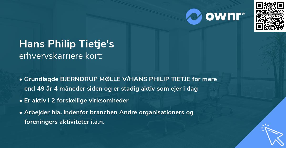 Hans Philip Tietje's erhvervskarriere kort