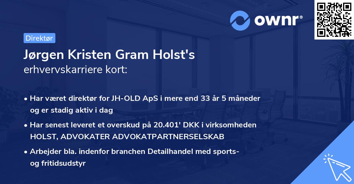 Jørgen Kristen Gram Holst's erhvervskarriere kort