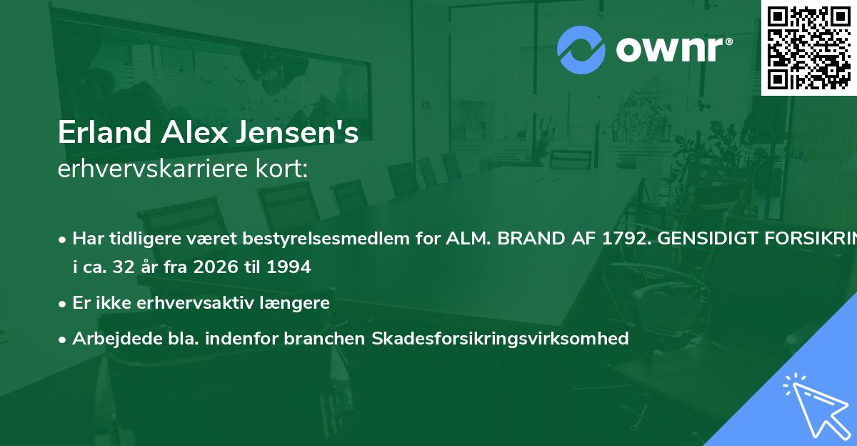 Erland Alex Jensen's erhvervskarriere kort