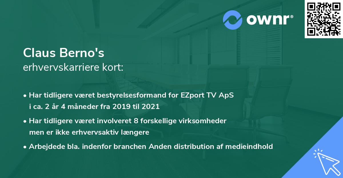 Claus Berno's erhvervskarriere kort