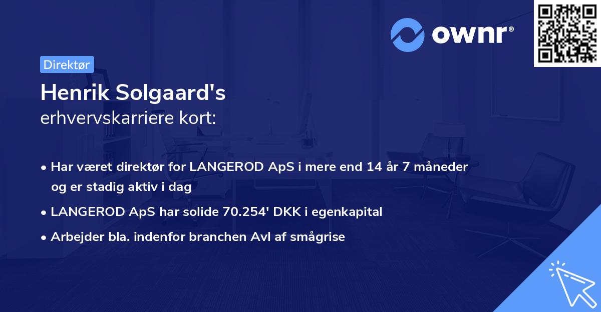 Henrik Solgaard's erhvervskarriere kort