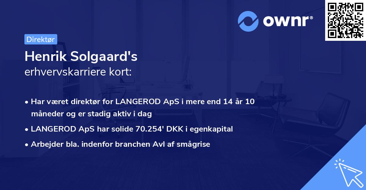 Henrik Solgaard's erhvervskarriere kort