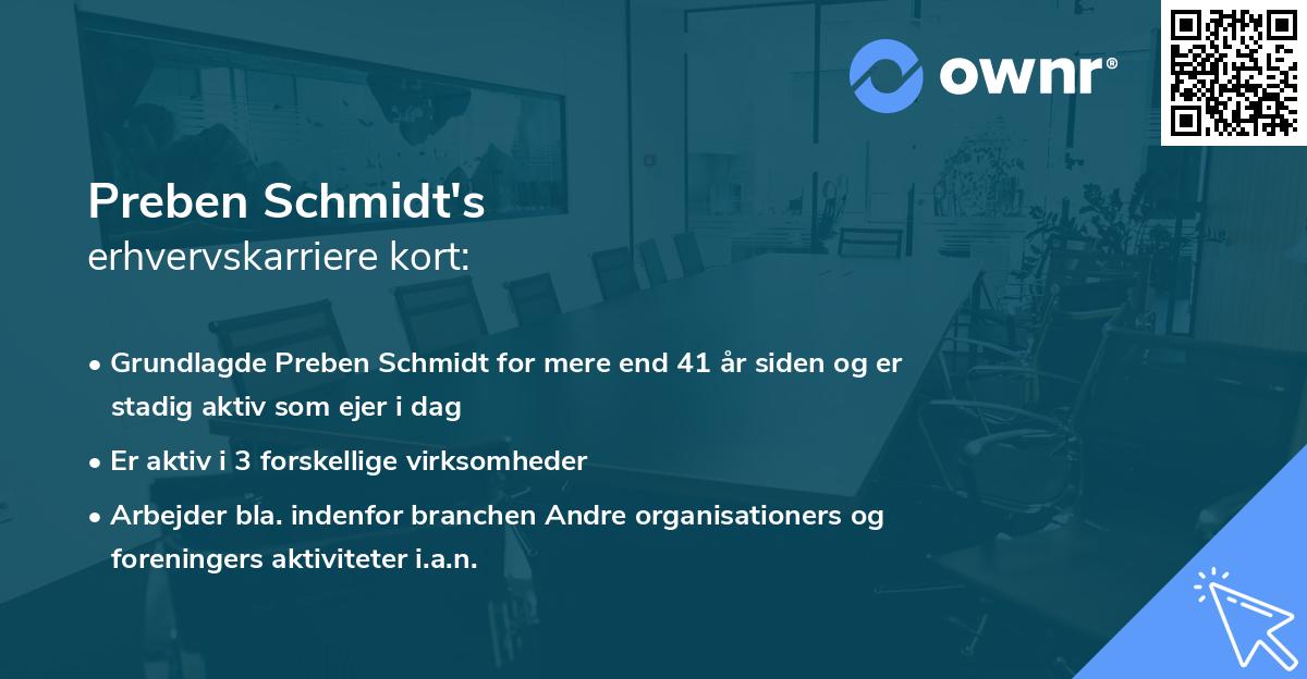 Preben Schmidt's erhvervskarriere kort