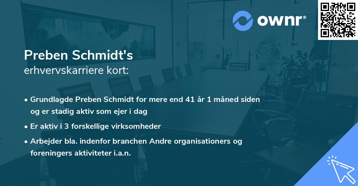Preben Schmidt's erhvervskarriere kort